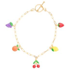 MILOR SILVER Made In Italy Sterling Silver Enamel Fruit Charms Bracelet